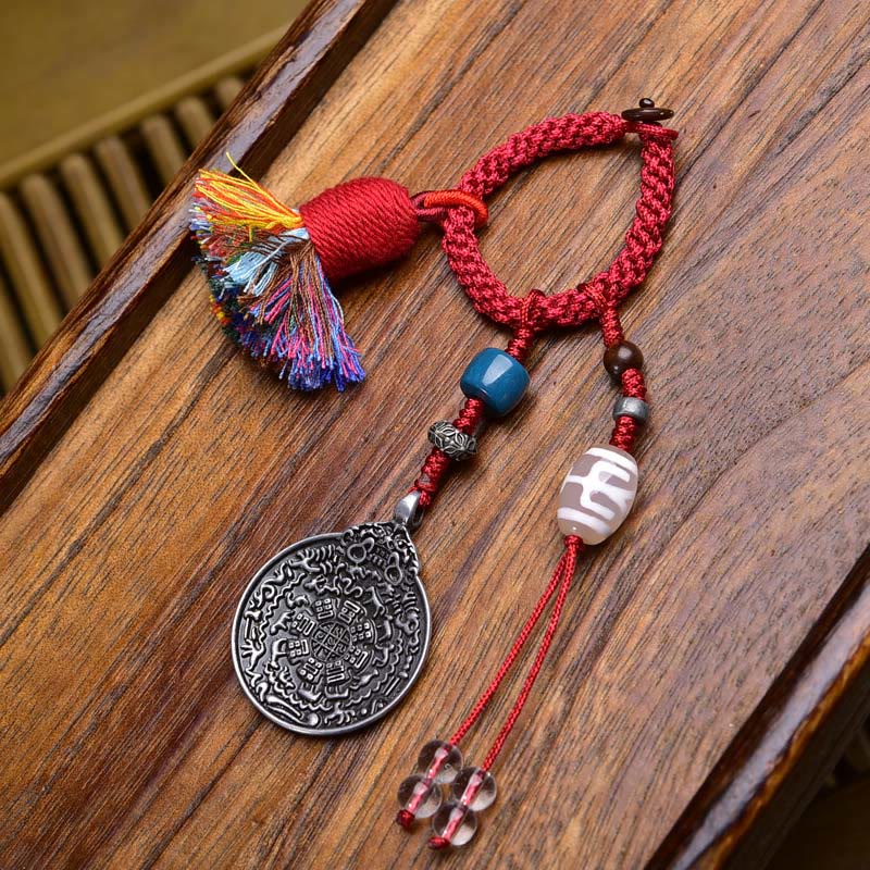 Fortune Jewel Chinese Zodiac Nine Palaces Eight Diagrams Buddha Dzi Bead Serenity Key Chain - Fortune Jewel