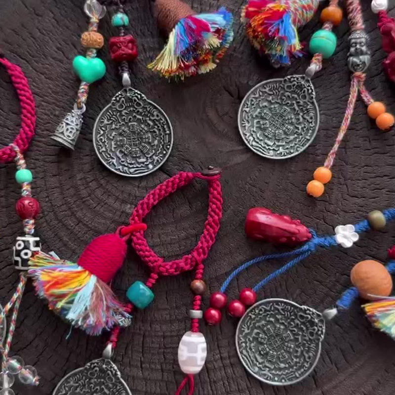 Fortune Jewel Chinese Zodiac Nine Palaces Eight Diagrams Buddha Dzi Bead Serenity Key Chain - Fortune Jewel