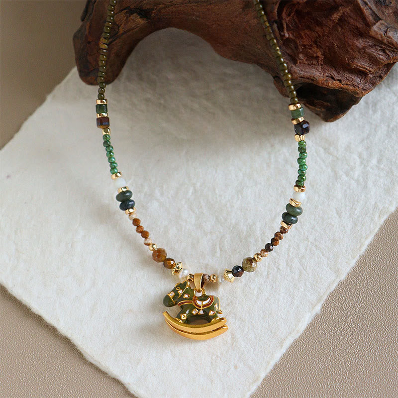 Fortune Jewel Year Of The Horse Copper Tiger Eye Various Beads Balance Necklace Pendants - Fortune Jewel