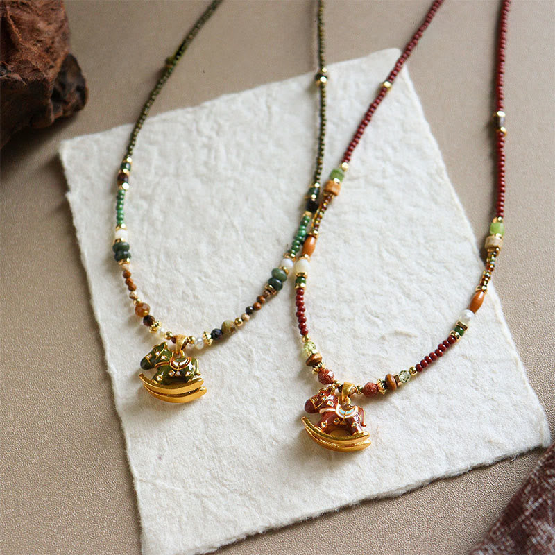 Fortune Jewel Year Of The Horse Copper Tiger Eye Various Beads Balance Necklace Pendants - Fortune Jewel