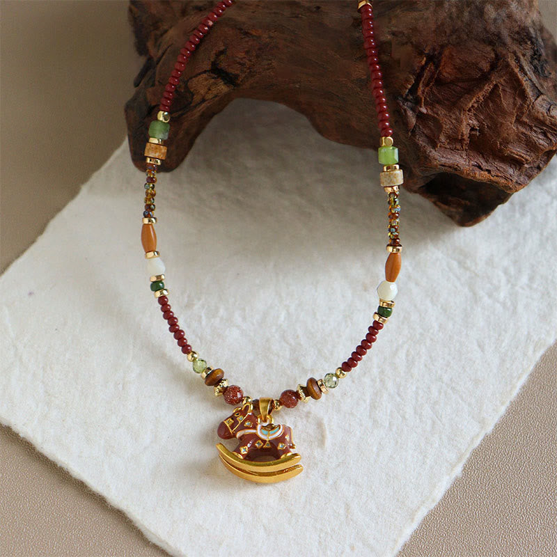 Fortune Jewel Year Of The Horse Copper Tiger Eye Various Beads Balance Necklace Pendants - Fortune Jewel