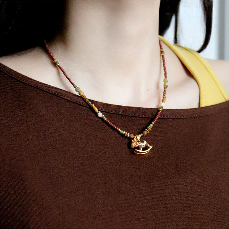 Fortune Jewel Year Of The Horse Copper Tiger Eye Various Beads Balance Necklace Pendants - Fortune Jewel
