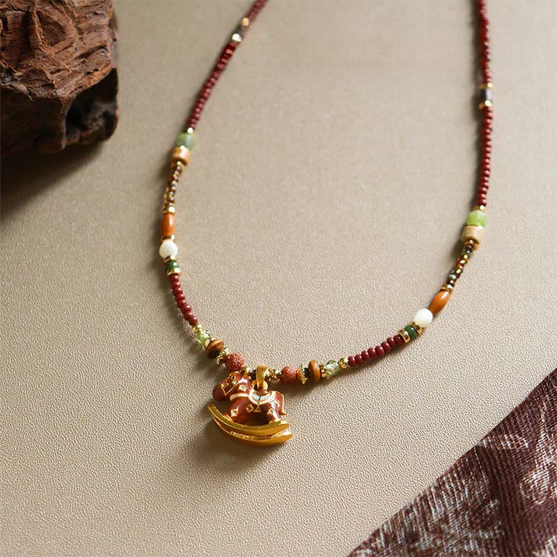 Fortune Jewel Year Of The Horse Copper Tiger Eye Various Beads Balance Necklace Pendants - Fortune Jewel