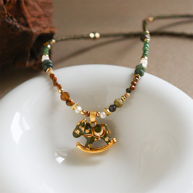 Fortune Jewel Year Of The Horse Copper Tiger Eye Various Beads Balance Necklace Pendants - Fortune Jewel