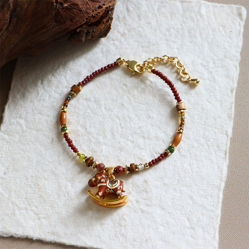 Fortune Jewel Year Of The Horse Oil Dripping Copper Various Beeds Grace Bracelet - Fortune Jewel