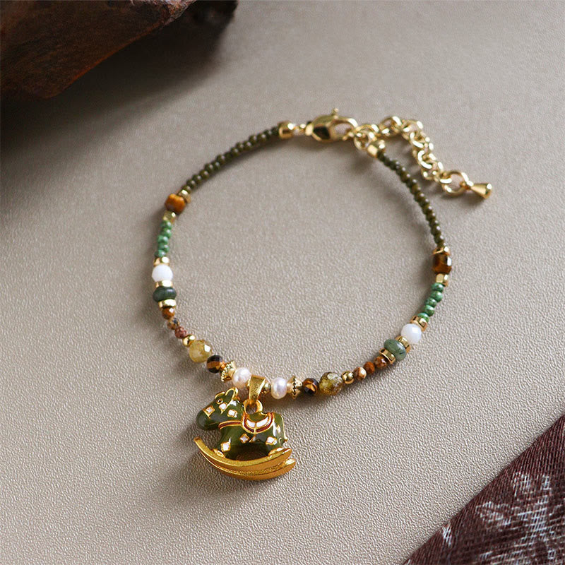 Fortune Jewel Year Of The Horse Oil Dripping Copper Various Beeds Grace Bracelet - Fortune Jewel