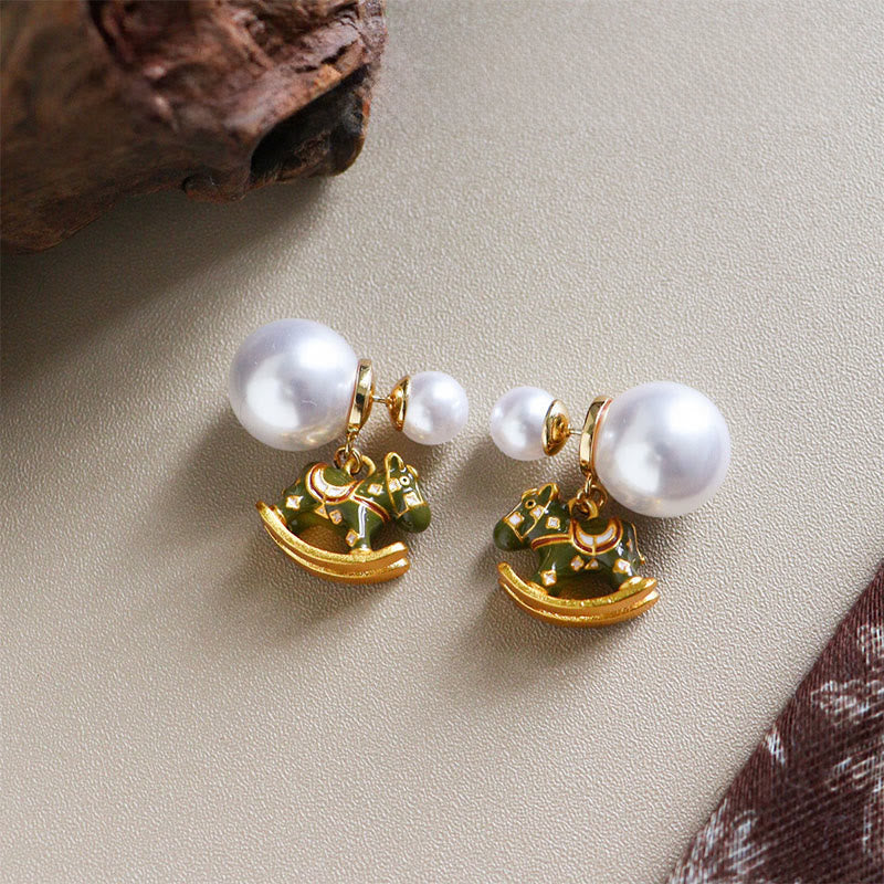 Fortune Jewel Year Of The Horse Copper Pearl Balance Earrings - Fortune Jewel