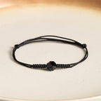 Fortune Jewel Natural Black Obsidian String Braided Strength Bracelet - Fortune Jewel