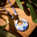 Fortune Jewel Ethnic Peony Peach Blossoms Lotus Symbol Ceramics Necklace Enlightenment Pendant Fortune Jewel