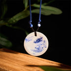 Fortune Jewel Ethnic Peony Peach Blossoms Lotus Symbol Ceramics Necklace Enlightenment Pendant Fortune Jewel