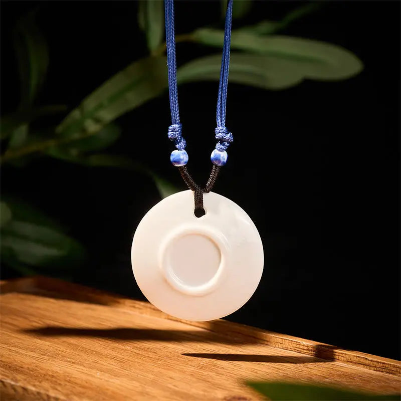 Fortune Jewel Ethnic Peony Peach Blossoms Lotus Symbol Ceramics Necklace Enlightenment Pendant Fortune Jewel