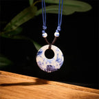 Fortune Jewel Ethnic Peony Peach Blossoms Lotus Symbol Ceramics Necklace Enlightenment Pendant Fortune Jewel
