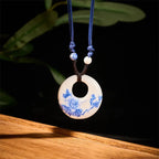 Fortune Jewel Ethnic Peony Peach Blossoms Lotus Symbol Ceramics Necklace Enlightenment Pendant Fortune Jewel