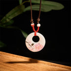Fortune Jewel Ethnic Peony Peach Blossoms Lotus Symbol Ceramics Necklace Enlightenment Pendant Fortune Jewel