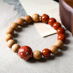 Fortune Jewel Lacquer Craft Bead Sandalwood South Red Agated Protection Bracelet - Fortune Jewel