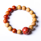 Fortune Jewel Lacquer Craft Bead Sandalwood South Red Agated Protection Bracelet - Fortune Jewel