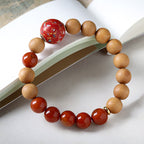 Fortune Jewel Lacquer Craft Bead Sandalwood South Red Agated Protection Bracelet - Fortune Jewel