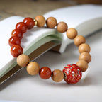 Fortune Jewel Lacquer Craft Bead Sandalwood South Red Agated Protection Bracelet - Fortune Jewel