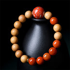 Fortune Jewel Lacquer Craft Bead Sandalwood South Red Agated Protection Bracelet - Fortune Jewel