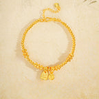 Fortune Jewel 24k Gold Plated Brass Fu Character Lucky Charm Blessing Bracelet - Fortune Jewel