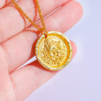 Fortune Jewel 24k Gold Plated Brass Yellow Jambhala Prosperity Protection Chain Pendant Necklace - Fortune Jewel