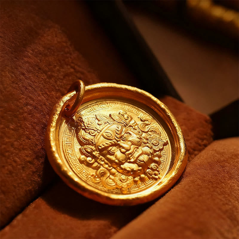 Fortune Jewel 24k Gold Plated Brass Yellow Jambhala Prosperity Protection Chain Pendant Necklace - Fortune Jewel