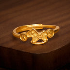 Buddha Stones Year Of The Horse 24k Gold Plated Brass Copper Coin Adjustable Ring - Fortune Jewel