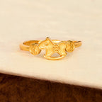 Buddha Stones Year Of The Horse 24k Gold Plated Brass Copper Coin Adjustable Ring - Fortune Jewel