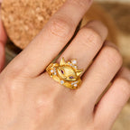 Fortune Jewel Fox Head Design 24k Gold Plated Brass Adjustable Ring - Fortune Jewel