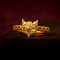 Fortune Jewel 24k Gold Plated Brass Fox Coin Hollow Design Adjustable Ring - Fortune Jewel