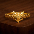 Fortune Jewel 24k Gold Plated Brass Fox Coin Hollow Design Adjustable Ring - Fortune Jewel