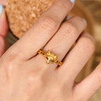 Fortune Jewel 24k Gold Plated Brass Fox Coin Hollow Design Adjustable Ring - Fortune Jewel