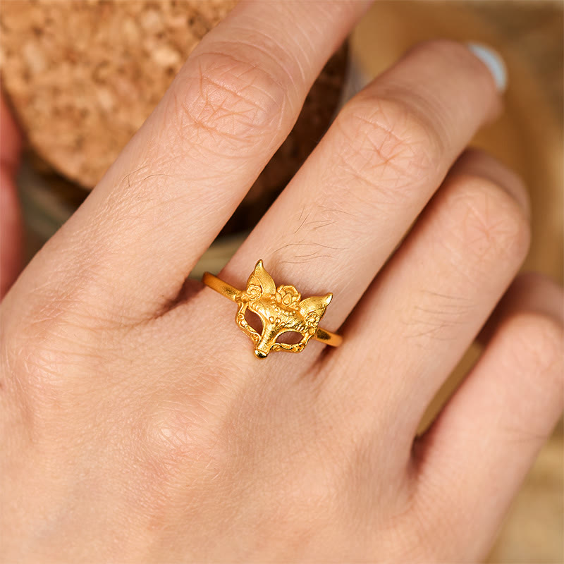 Fortune Jewel Fox Mask 24k Gold Plated Brass Ring - Fortune Jewel