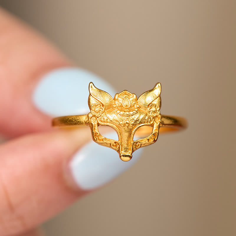 Fortune Jewel Fox Mask 24k Gold Plated Brass Ring - Fortune Jewel