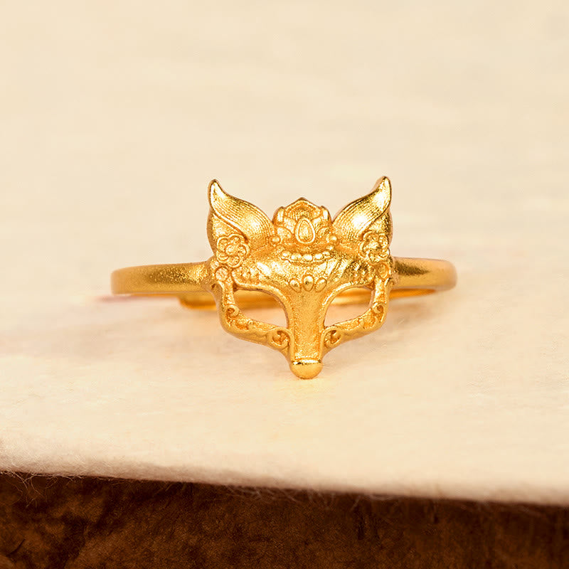 Fortune Jewel Fox Mask 24k Gold Plated Brass Ring - Fortune Jewel