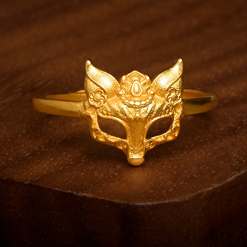 Fortune Jewel Fox Mask 24k Gold Plated Brass Ring - Fortune Jewel