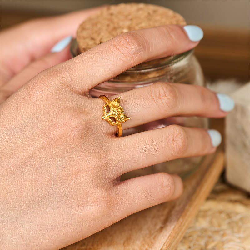 Fortune Jewel Fox Mask 24k Gold Plated Brass Ring - Fortune Jewel