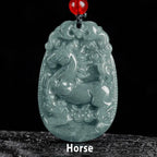 Fortune Jewel Chinese Zodiac Jade Year of the Horse Luck Rope Necklace Pendant Fortune Jewel