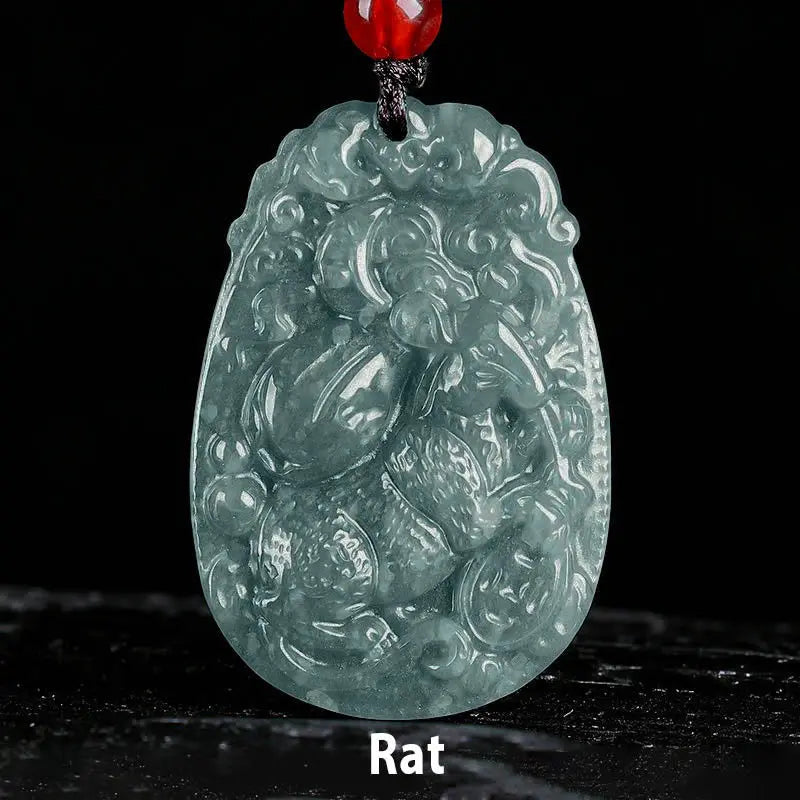 Fortune Jewel Chinese Zodiac Jade Year of the Horse Luck Rope Necklace Pendant Fortune Jewel