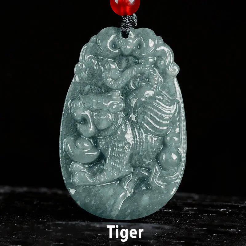 Fortune Jewel Chinese Zodiac Jade Year of the Horse Luck Rope Necklace Pendant Fortune Jewel