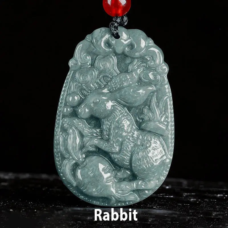 Fortune Jewel Chinese Zodiac Jade Year of the Horse Luck Rope Necklace Pendant Fortune Jewel
