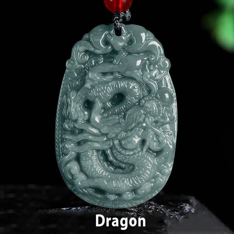 Fortune Jewel Chinese Zodiac Jade Year of the Horse Luck Rope Necklace Pendant Fortune Jewel