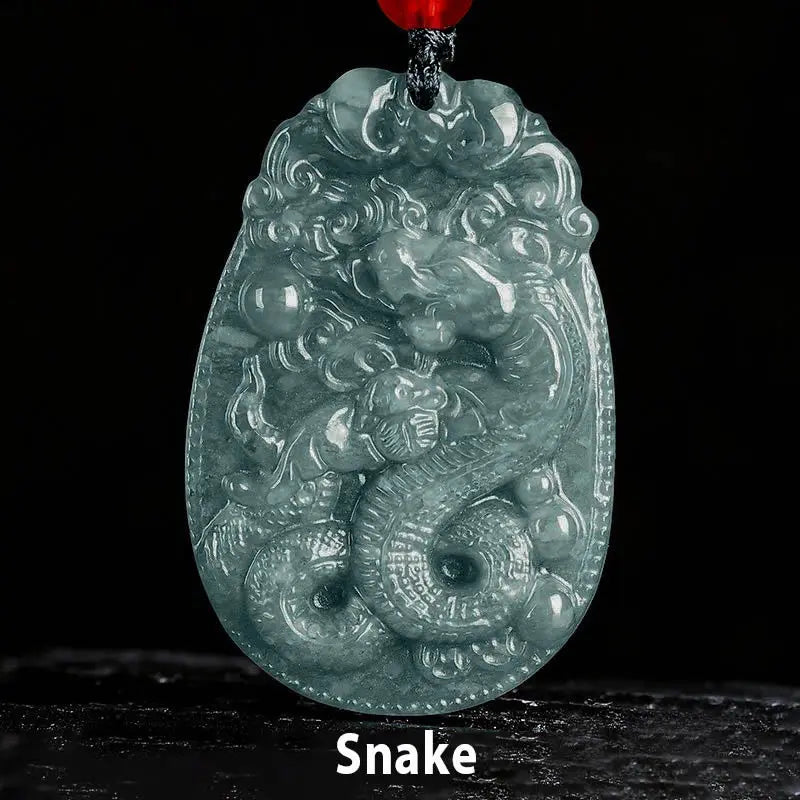 Fortune Jewel Chinese Zodiac Jade Year of the Horse Luck Rope Necklace Pendant Fortune Jewel