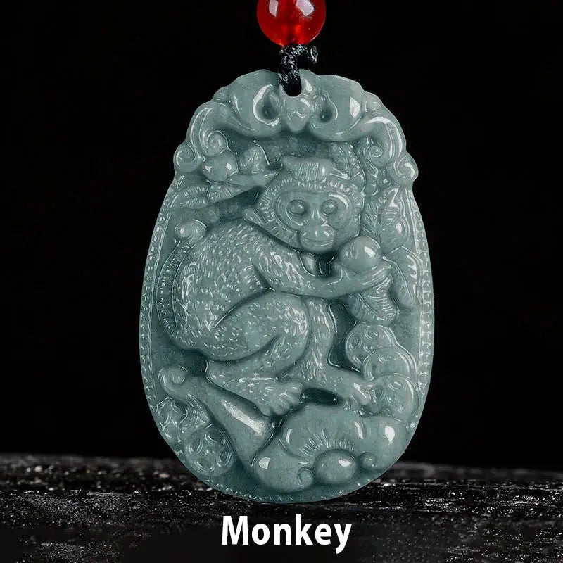 Fortune Jewel Chinese Zodiac Jade Year of the Horse Luck Rope Necklace Pendant Fortune Jewel