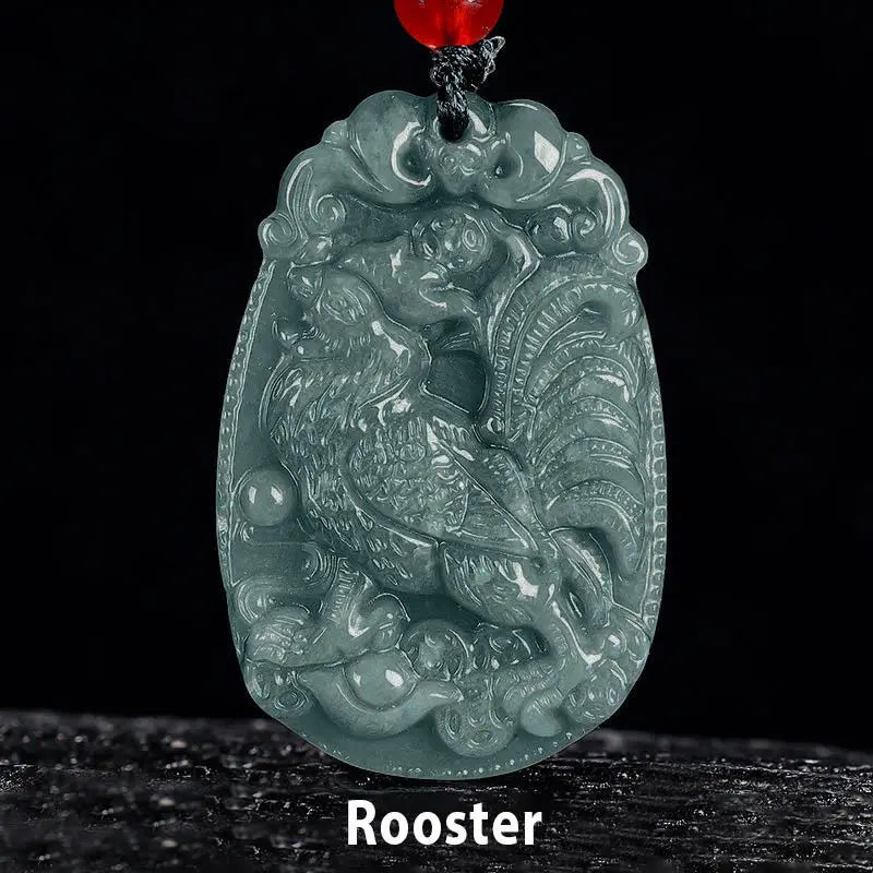 Fortune Jewel Chinese Zodiac Jade Year of the Horse Luck Rope Necklace Pendant Fortune Jewel