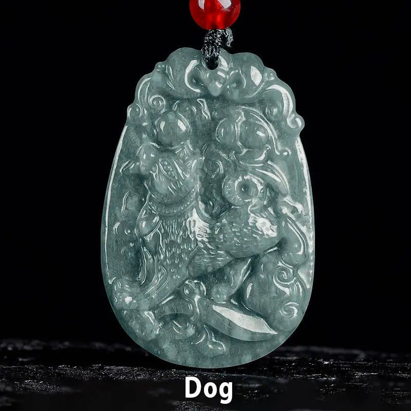 Fortune Jewel Chinese Zodiac Jade Year of the Horse Luck Rope Necklace Pendant Fortune Jewel