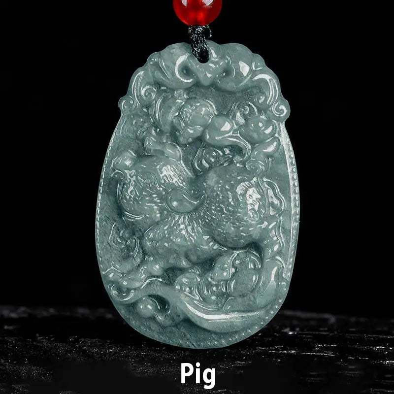 Fortune Jewel Chinese Zodiac Jade Year of the Horse Luck Rope Necklace Pendant Fortune Jewel