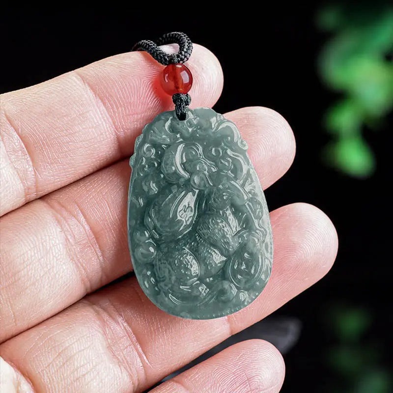 Fortune Jewel Chinese Zodiac Jade Year of the Horse Luck Rope Necklace Pendant Fortune Jewel