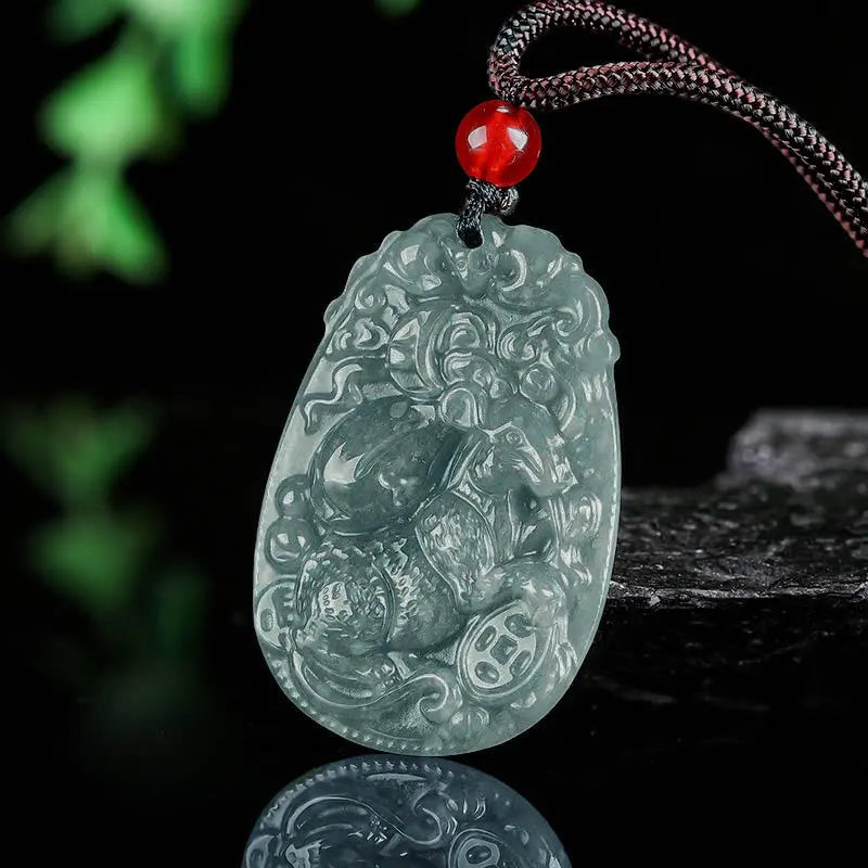 Fortune Jewel Chinese Zodiac Jade Year of the Horse Luck Rope Necklace Pendant Fortune Jewel