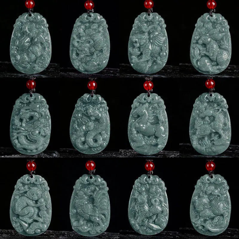 Fortune Jewel Chinese Zodiac Jade Year of the Horse Luck Rope Necklace Pendant Fortune Jewel